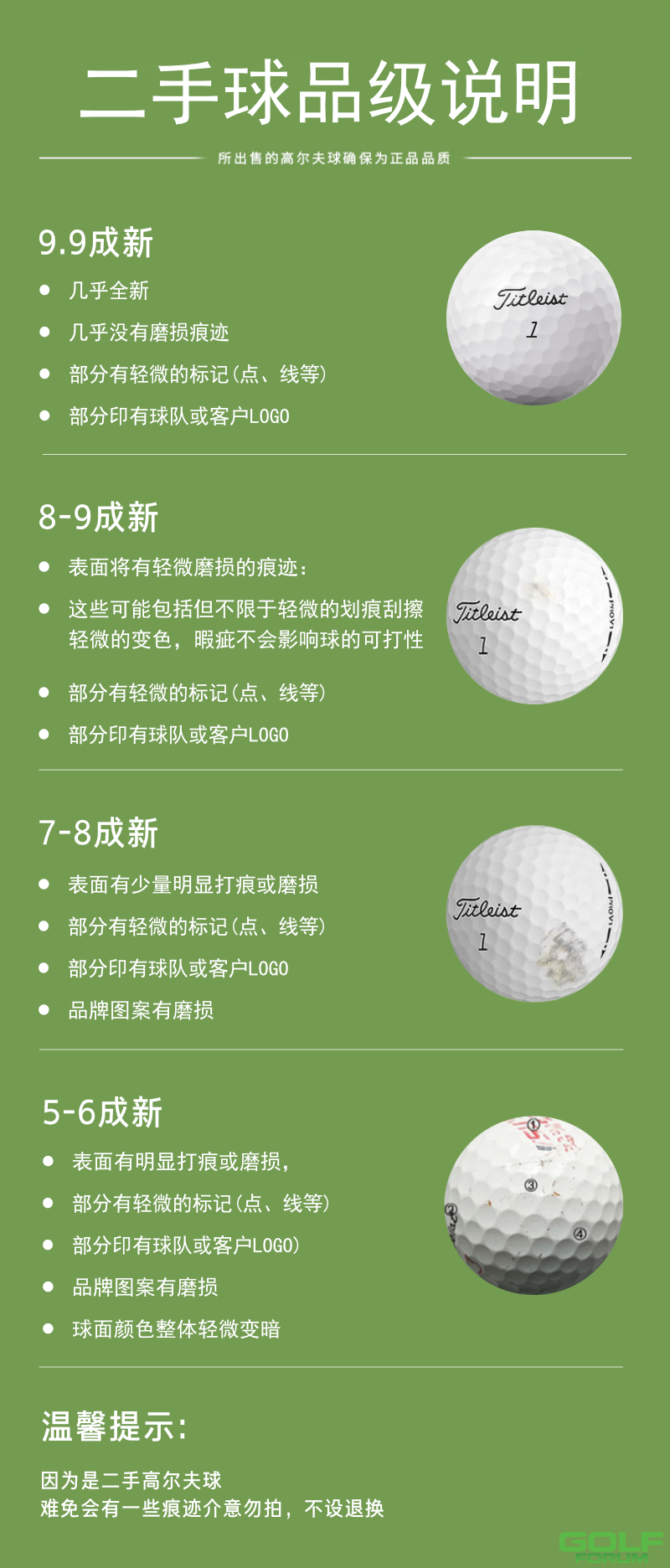 全新规格的高尔夫二手球｜上货更新